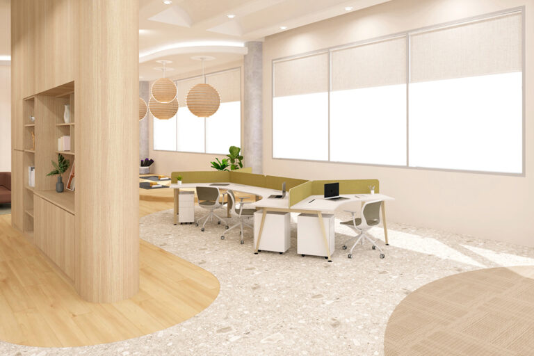 Benel-Workplace-Desk-and-Table-Open-Plan-Office-Systems-Furniture-Paso-In-Action-3