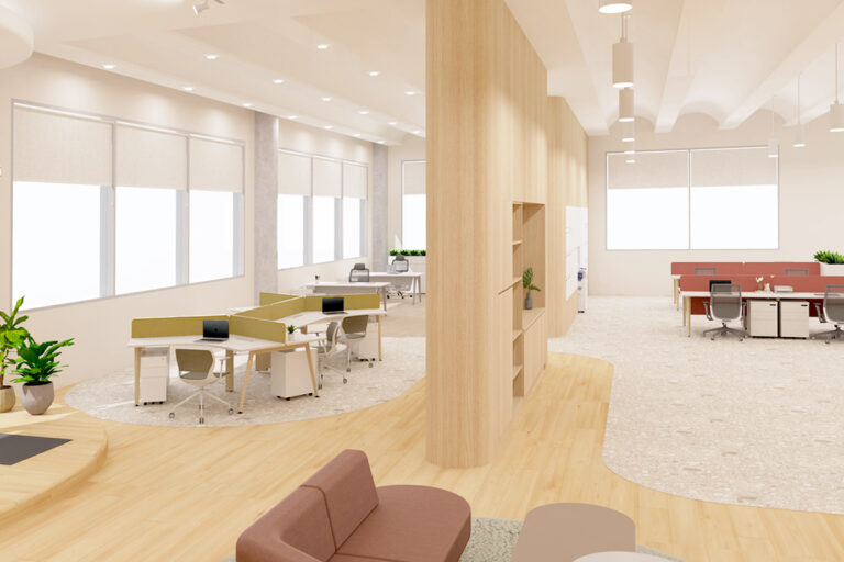 Benel-Workplace-Desk-and-Table-Open-Plan-Office-Systems-Furniture-Paso-In-Action-4
