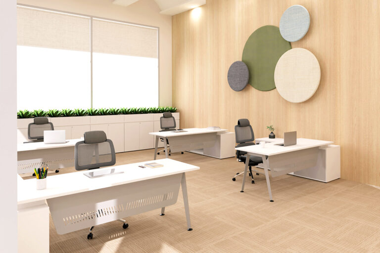 Benel-Workplace-Desk-and-Table-Open-Plan-Office-Systems-Furniture-Paso-In-Action-5